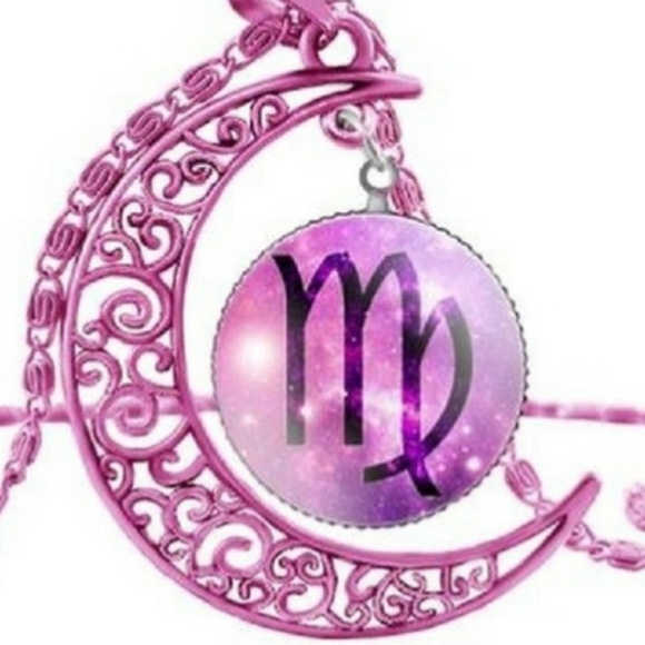WickedWondersVIPBling.com Jewelry - Necklace Virgo - Zodiac Moon Pink